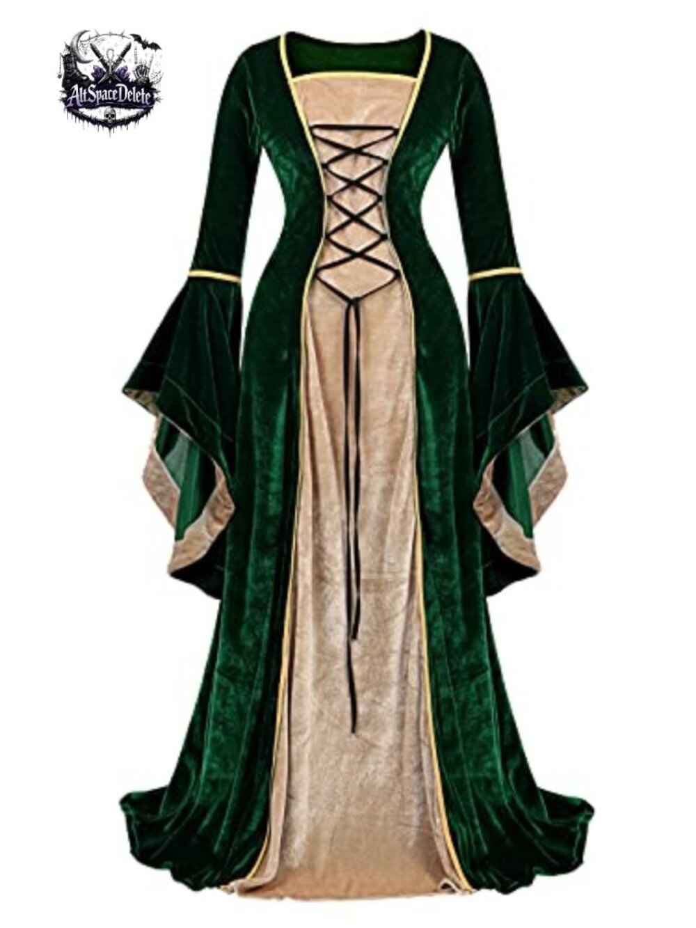 Renaissance Costume Dress Velvet Lace Up Medieval Faire Gown